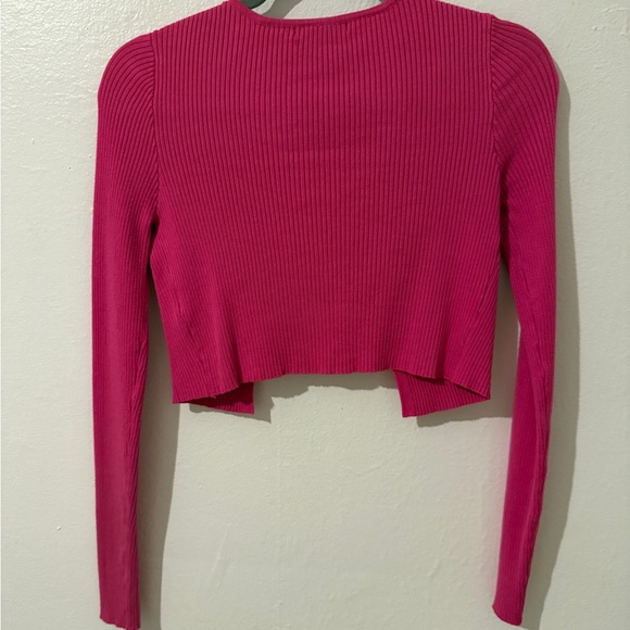 Hot pink long sleeve cardigan - Picture 3 of 3
